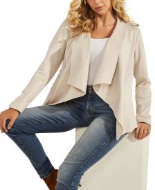 Faux-Suede Sofia Draped Jacket