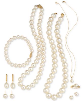 Pearl Cultured Freshwater Pearl (6-1/2mm) and Diamond Accent Pendant Necklace in 14k Gold