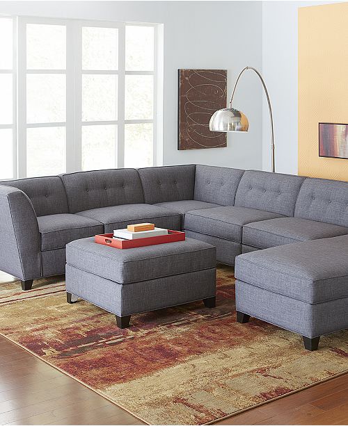 Furniture CLOSEOUT! Harper Fabric 6Piece Modular Sectional Sofa with