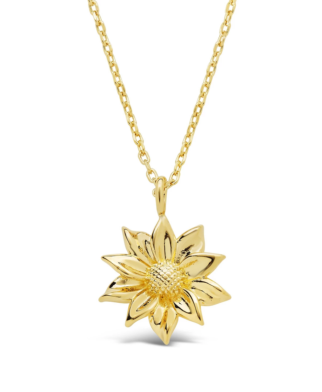 Women's Sunflower Pendant Necklace.  Available in 14K Gold Plated or Silver.