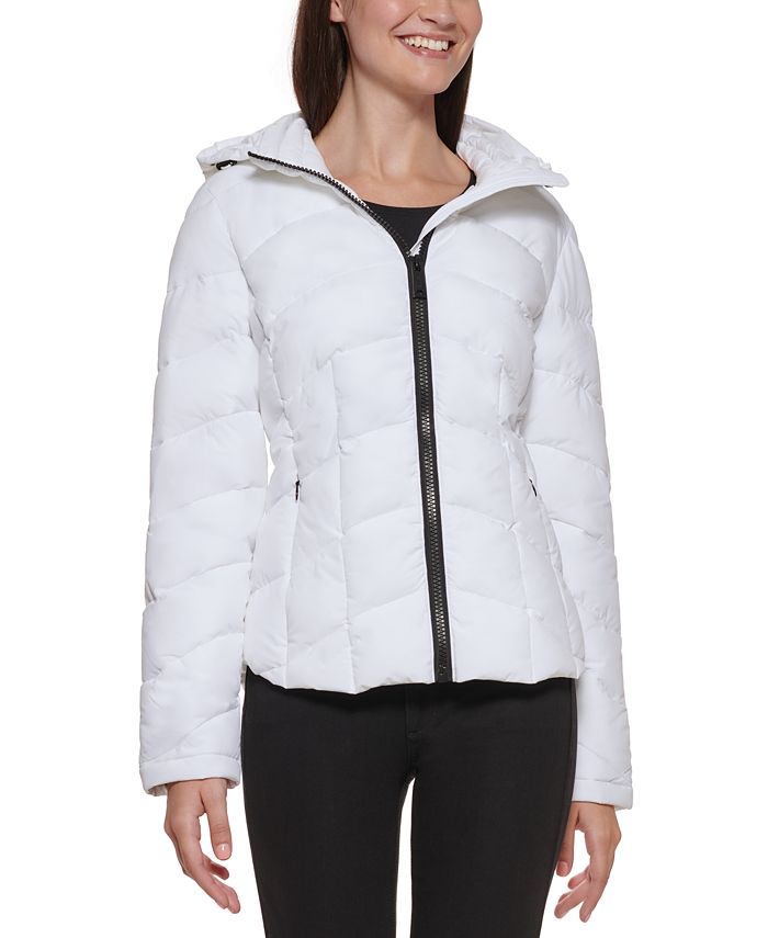 Calvin Klein Women's Hooded Stretch Packable Puffer Coat, Created for