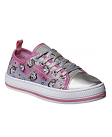 Big Girls Pink Unicorn Canvas Sneakers
