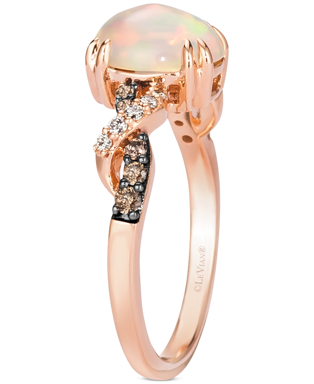 Le Vian(1 ct. t.w.) & Diamond (1/6 ct. t.w.) Twist Ring in 14k Rose Gold - Neopolitan Opal