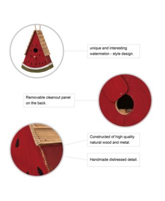 Distressed Watermelon Birdhouse, 11"