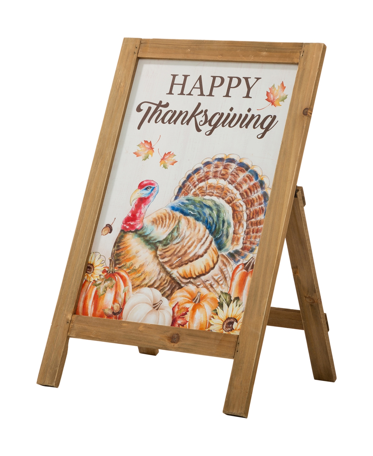 Glitzhome Thanksgiving Turkey Easel Porch Sign, 24" In Multi