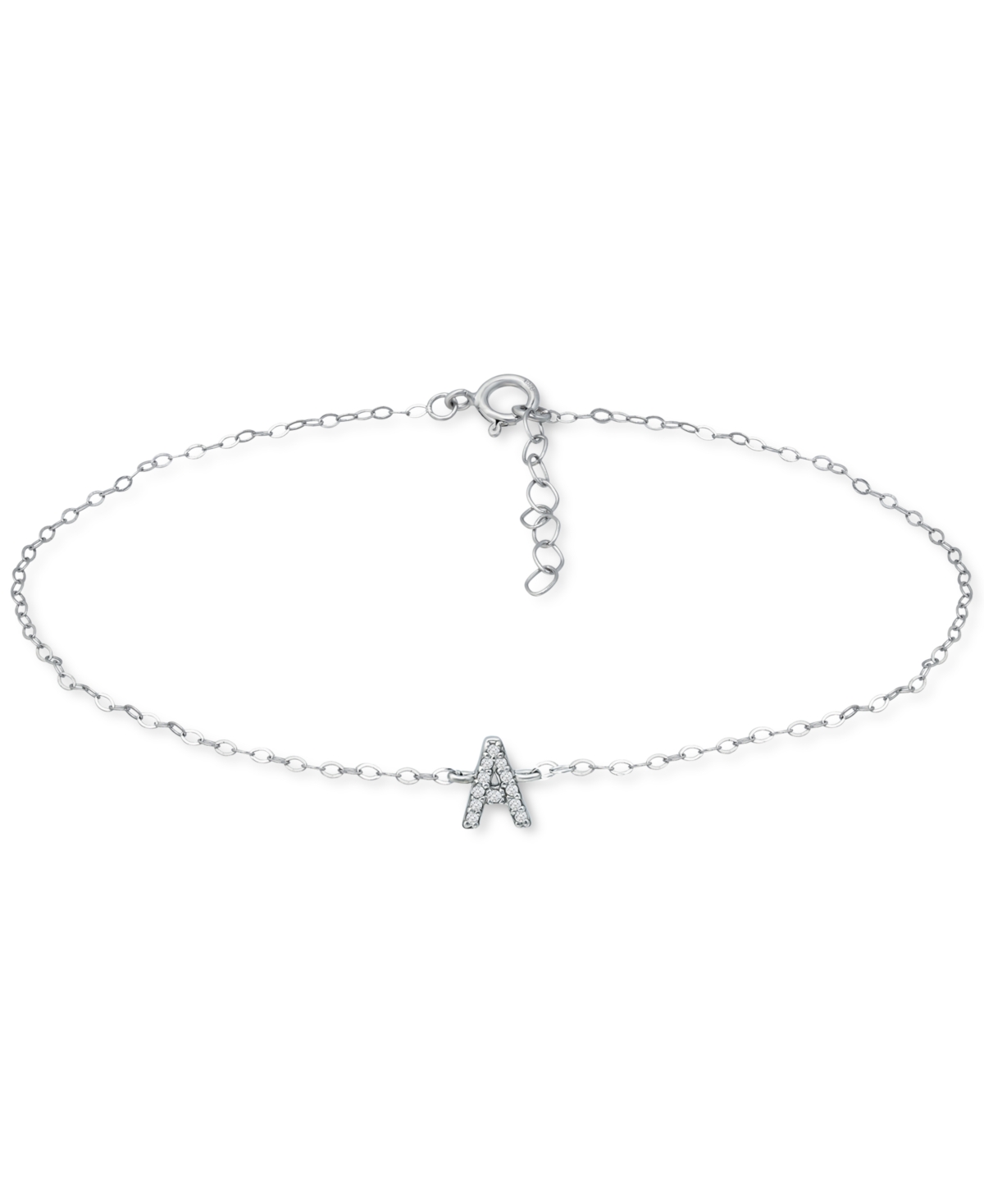 Giani Bernini Cubic Zirconia Initial Ankle Bracelet In Sterling Silver, Created For Macys