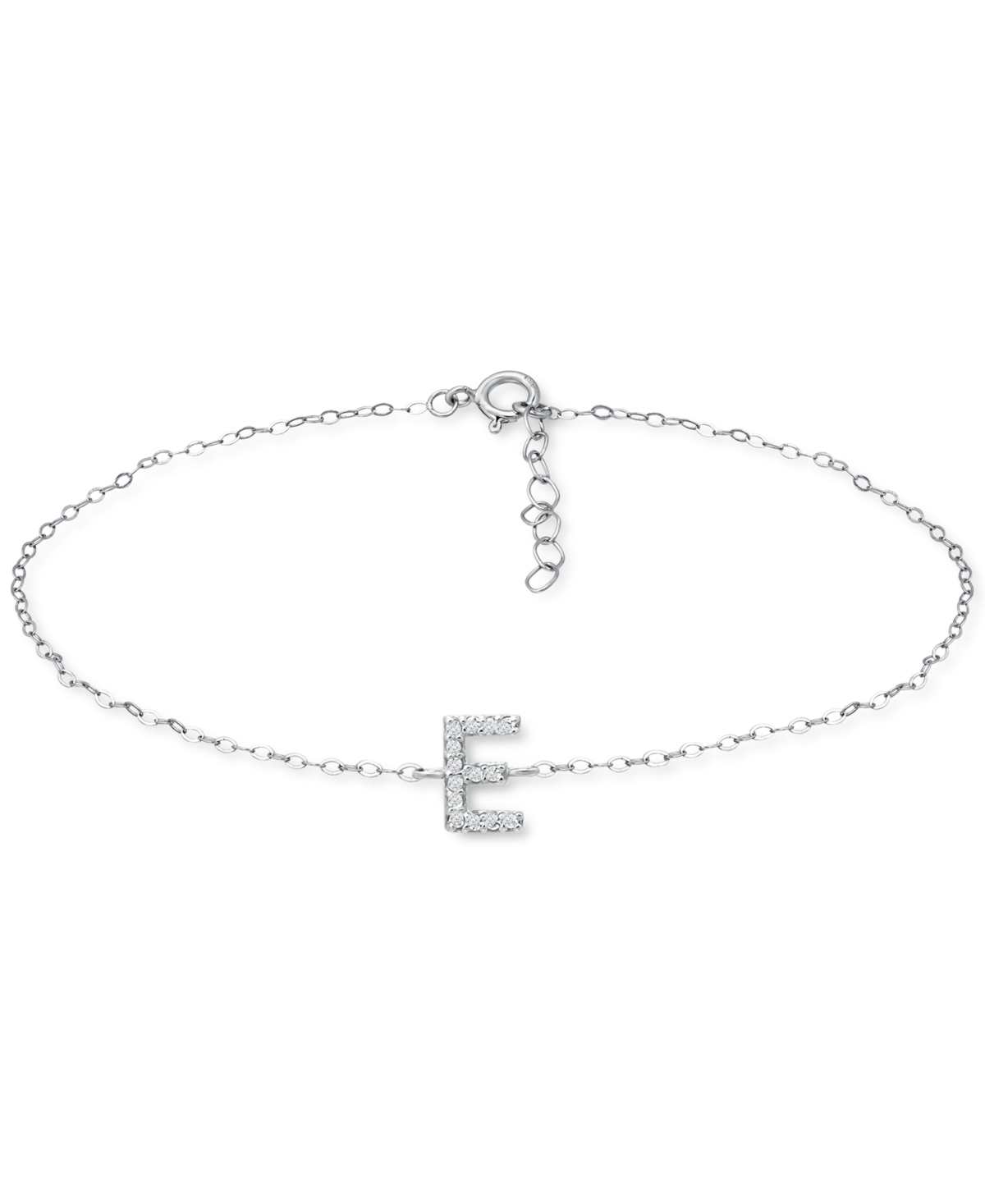 Cubic Zirconia Initial Ankle Bracelet in Sterling Silver, Created for Macys - T