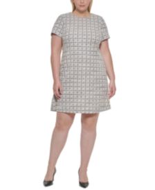 Plus Size Jacquard Tweed Shift Dress