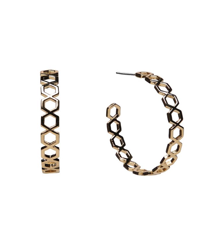 Christian Siriano New York GoldTone Hexagon Post Hoop Earrings Macy's