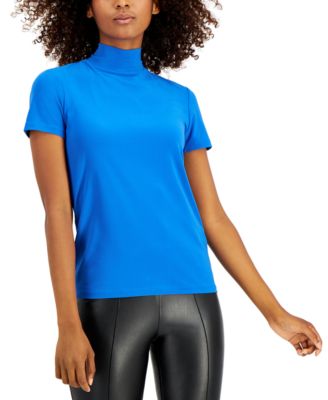 ladies short sleeve mock turtleneck tops