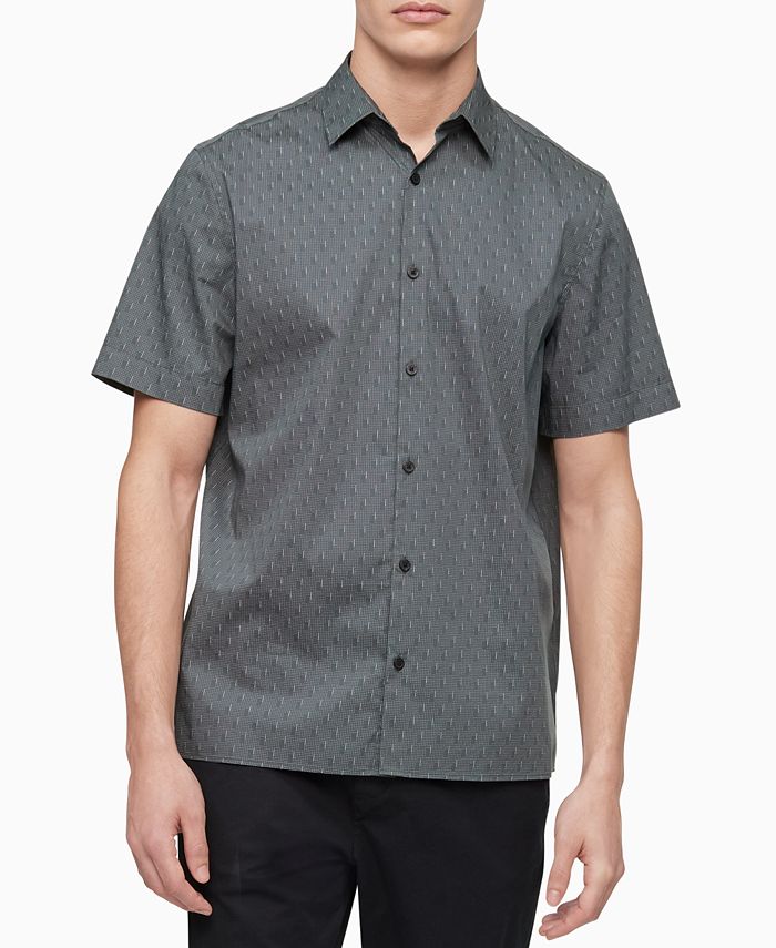 Calvin Klein Men's Short Sleeve Stretch Cotton Pattern Shirt & Reviews -  Casual Button-Down Shirts - Men - Macy's