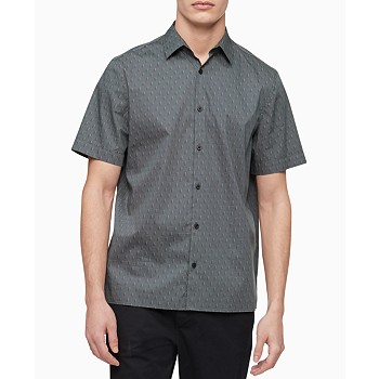 Calvin Klein Men's Short Sleeve Stretch Cotton Pattern Shirt