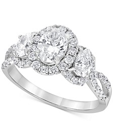 Diamond Oval Halo Ring (2 ct. t.w.) in 14k White Gold