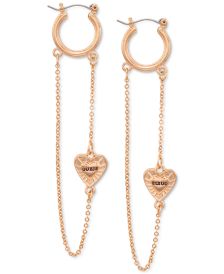 Gold-Tone Hoop Earrings with Logo Heart Chain Swag