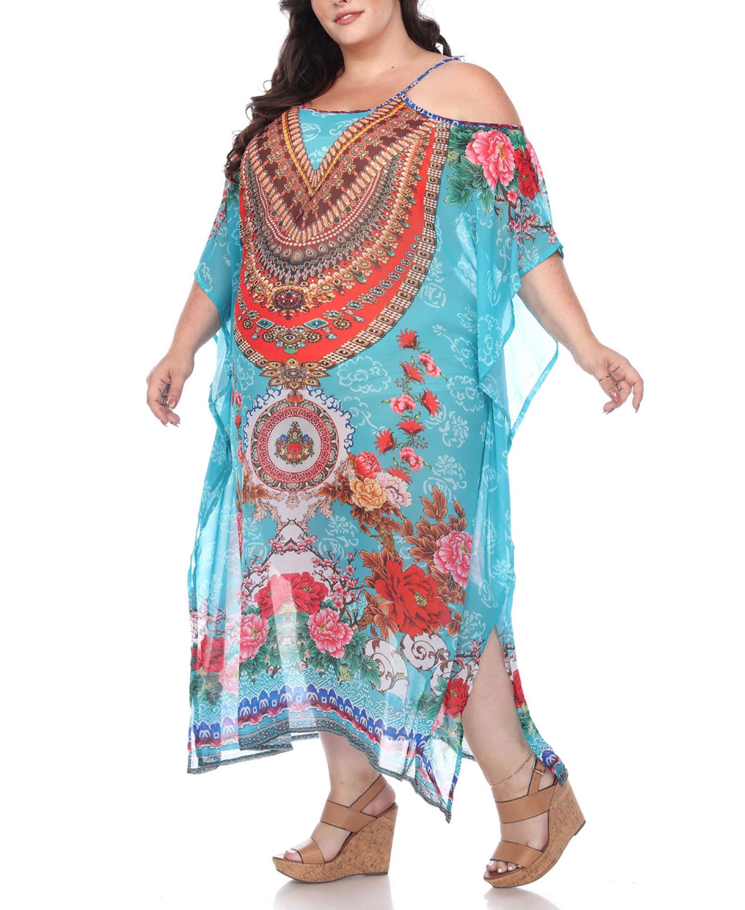Plus Size Sheer Maxi Caftan