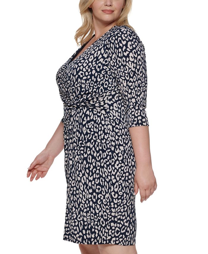 Jessica Howard Plus Size Printed Faux-Wrap Dress - Macy's