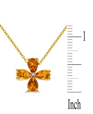 Citrine (1-1/4 ct. t.w.) & Diamond Accent Clover 18" Pendant Necklace in 14k Gold-Plated Sterling Silver