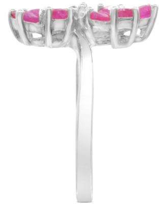Lab-Grown Ruby (1-3/8 ct. t.w.) & Diamond Accent Flower Bypass Ring in Sterling Silver