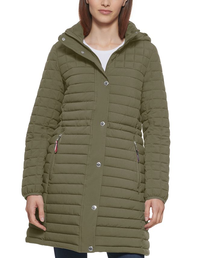 Tommy Hilfiger Women's Hooded Stretch Anorak Packable Puffer Coat ...