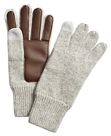 Men's Tech Tip Gloves with Faux-Leather Piecing, Created for Macy's