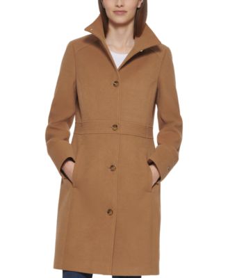 stand collar camel coat