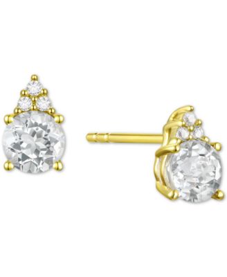 Gemstone & Diamond Accent Stud Earrings 