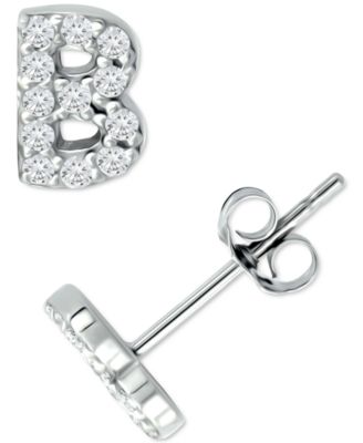 Giani Bernini Cubic Zirconia Initial Stud Earrings Created for Macys - Sterling Silver B 45$