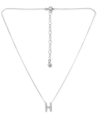 Cubic Zirconia Initial Pendant Necklace, 16" + 2" extender, Created for Macy's