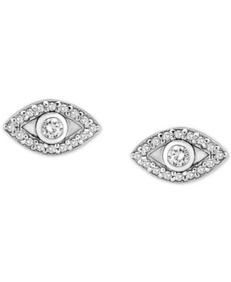Cubic Zirconia Evil Eye Stud Earrings in Sterling Silver, Created for Macy's