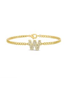 Women's Casted Stone Initial Charm Chain Bracelet