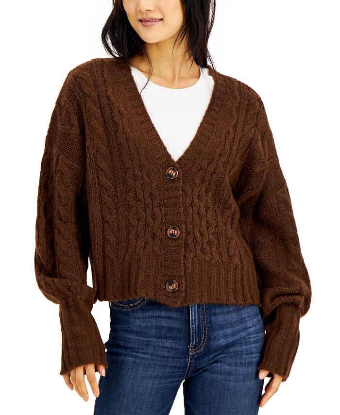 Hooked Up by IOT Juniors' Cable-Knit Cardigan - Macy's
