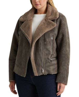 faux shearling moto jacket ralph lauren