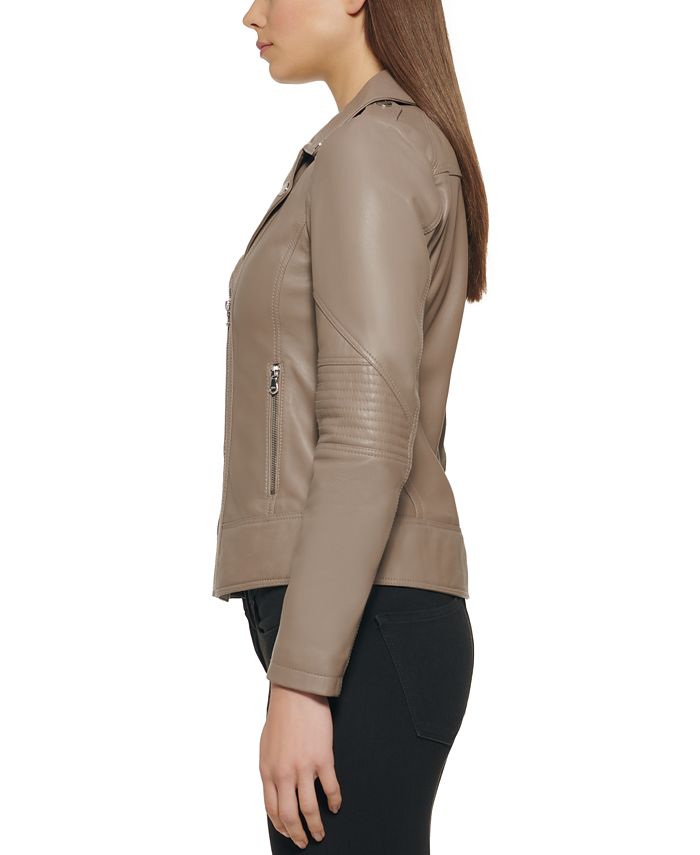 GUESS Leather Moto Coat, Created for Macy's & Reviews - Coats & Jackets ...