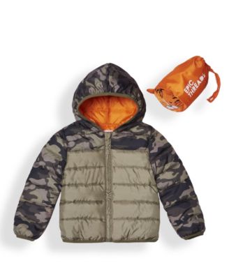 Little Boys Water Resistant Packable Pals Jacket Comes with Storage Bag