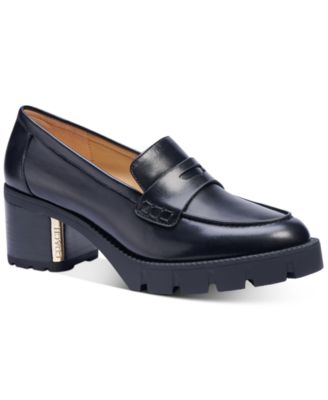 cora block heel penny loafer coach