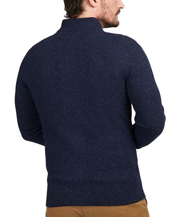 Barbour Men's Blair Navy Full-Zip Sweater with Tartan Elbow Patches - Macy's