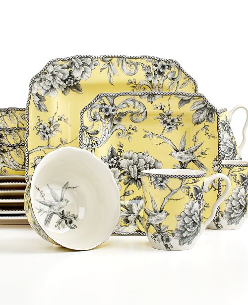 222 Fifth CLOSEOUT! Adelaide Yellow Square 16Pc. Set, Service for 4