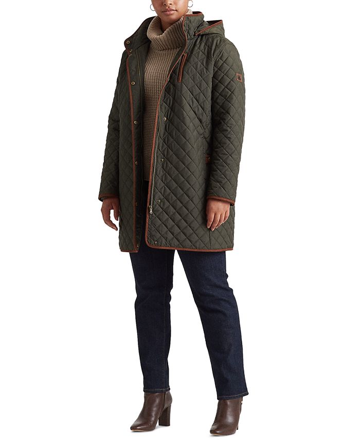 Lauren Ralph Lauren Plus Size Quilted Hooded Coat, Created for Macy's & Reviews Coats