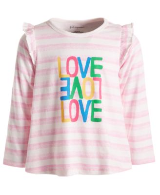 First Impressions - Baby Girls Striped Love Long-Sleeve Cotton T-Shirt