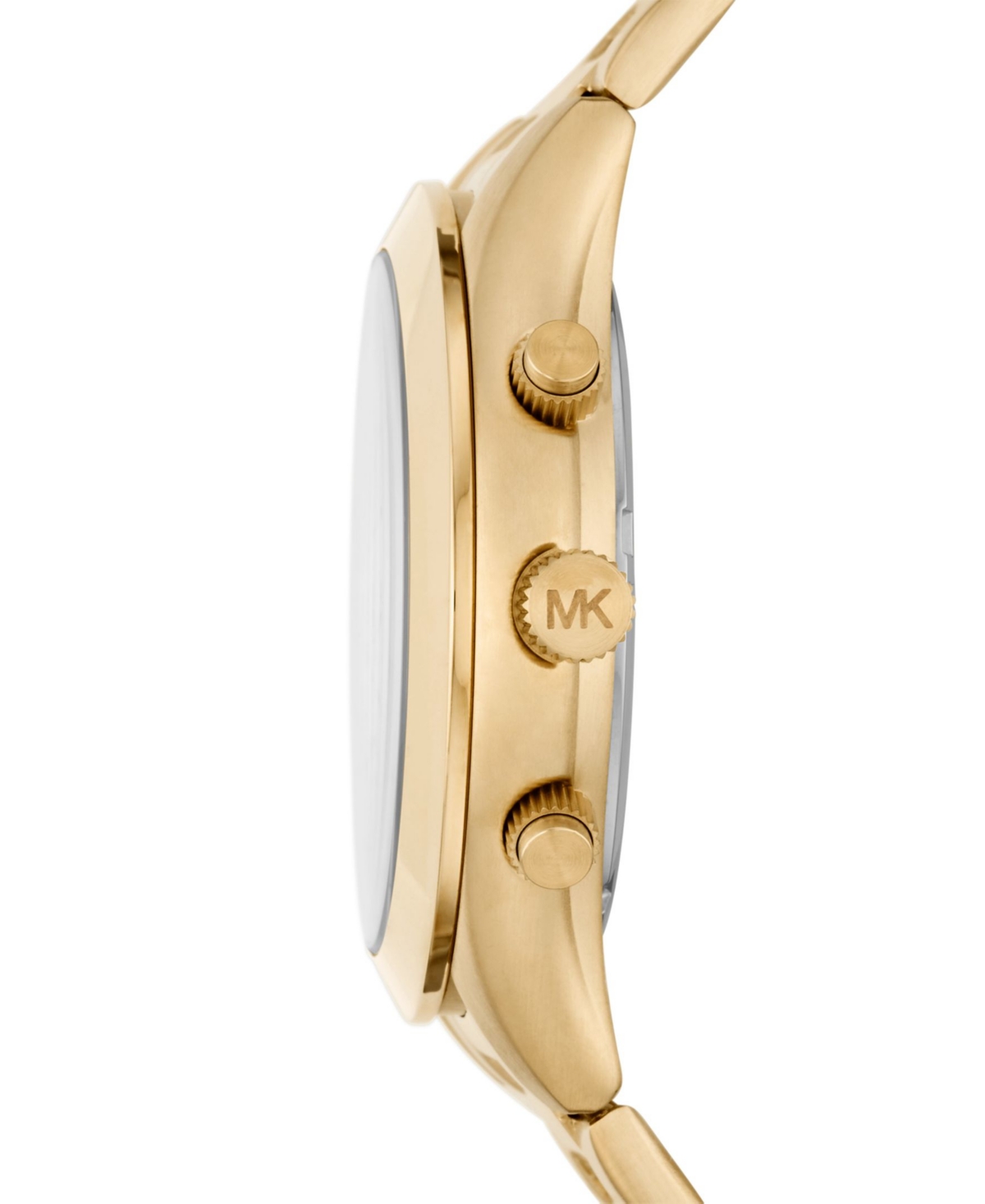 Shop Michael Kors Men's Slim Runway Chronograph Gold-tone Stainless Steel Bracelet Watch 44mm In Gold- Tone
