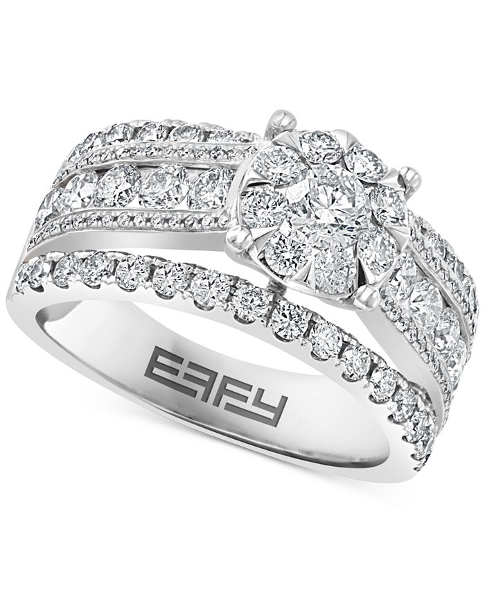 EFFY Collection - Diamond Multi-Row Engagement Ring (2 ct. t.w.) in 14k White Gold