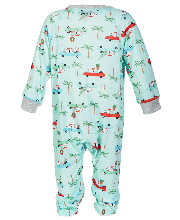 Family Pajamas Matching Baby Tropical Santa Printed Footed Family