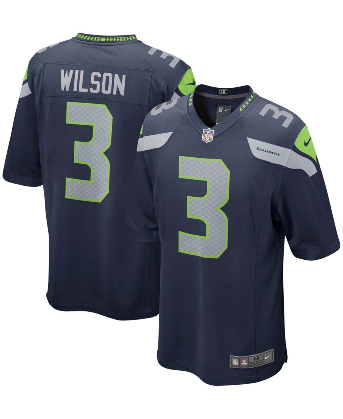 Men's Russell Wilson College Navy Seattle Seahawks Game Team Jersey