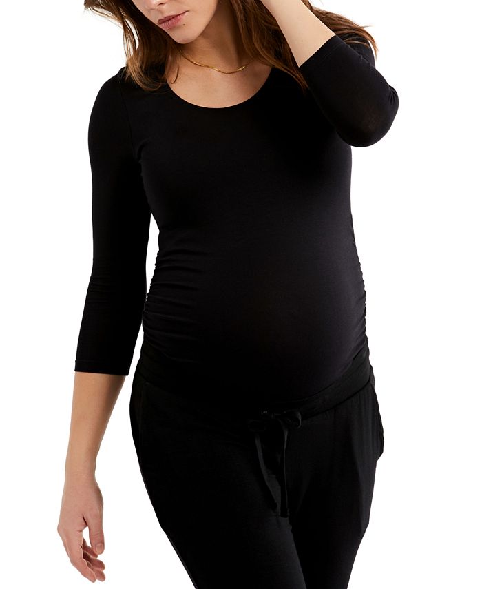 A Pea in the Pod Luxe Side Ruched 3/4 Sleeve Maternity T Shirt - Macy's