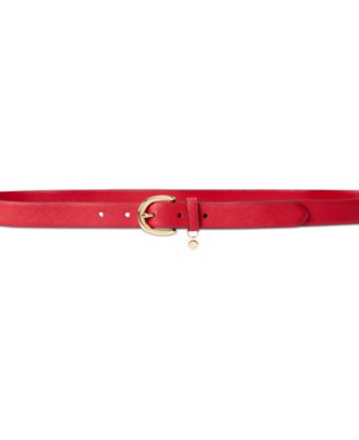 Lauren Ralph Lauren Charm Crosshatch Leather Belt - Macy's