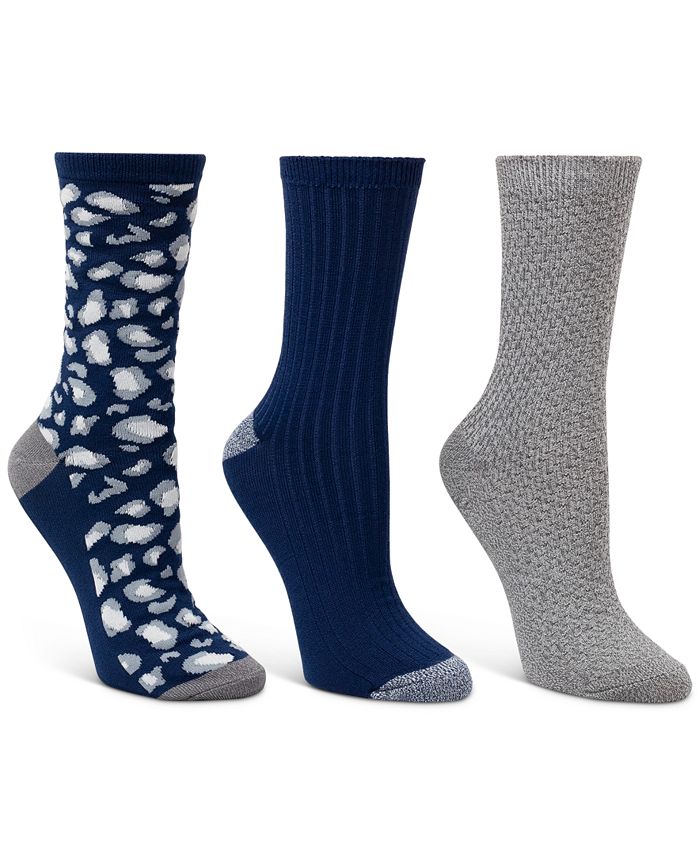 Cuddl Duds 3Pk. Leopard & Textured Crew Socks Macy's