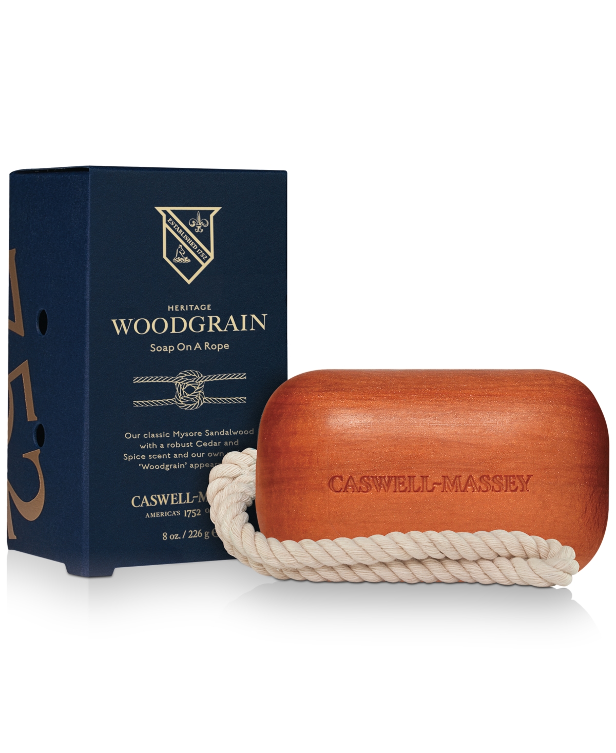 Caswell Massey Heritage Woodgrain Sandalwood Soap On A Rope, 8-oz.