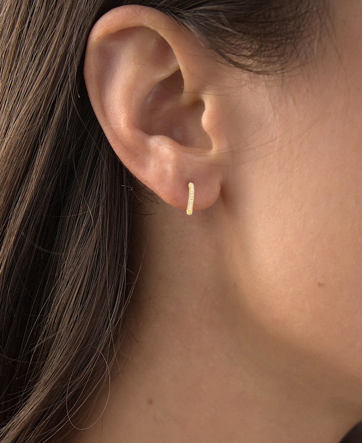 Cubic Zirconia Heart Hoop Earrings - 14K Yellow Gold Over Sterling Silver
