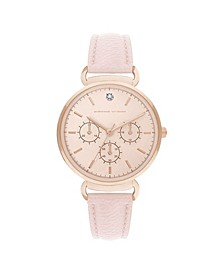Women's Mock Chronograph and Blush Leather Strap Watch 36mm