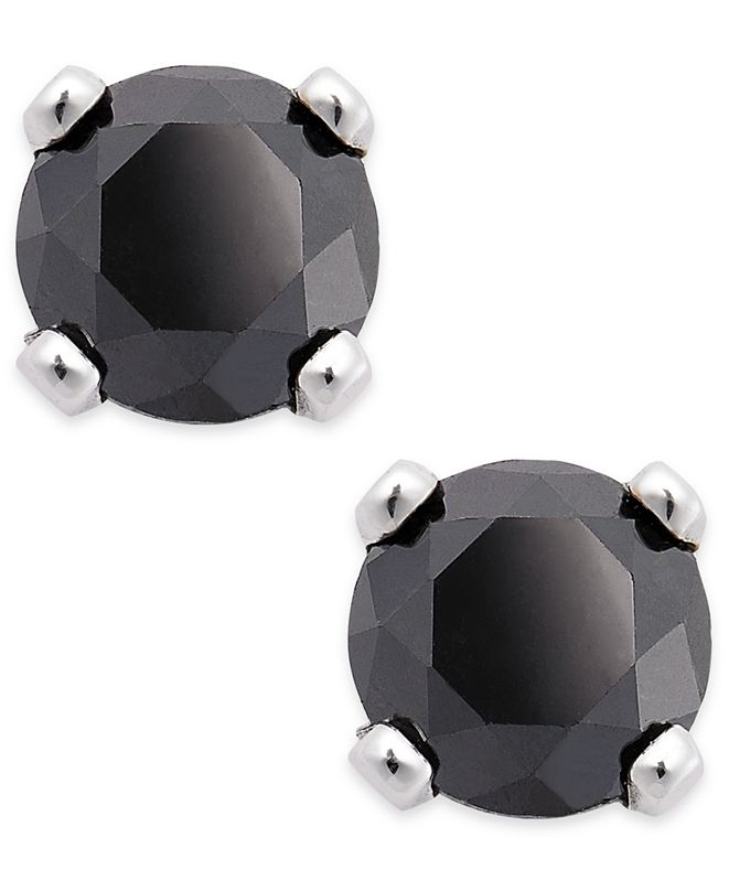 Macy's Black Diamond Round Stud Earrings in 10k White Gold (1/5 ct. t.w